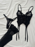 Dark Lace Corset Set